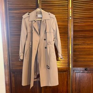 Club Monaco classic structured double breasted taupe trench